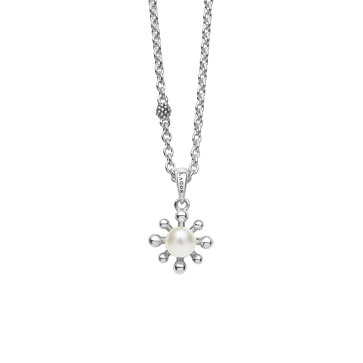 LAGOS Luna Fleur Cultured Pearl Flower Pendant in Sterling Silver, 18