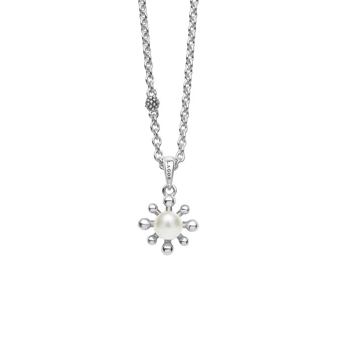 LAGOS Luna Fleur Cultured Pearl Flower Pendant in Sterling Silver, 18"