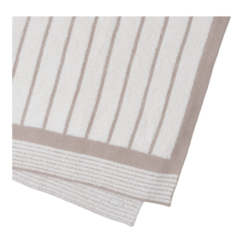 Barefoot Dreams CozyChic Border Stripe Throw, Sahara and Cream