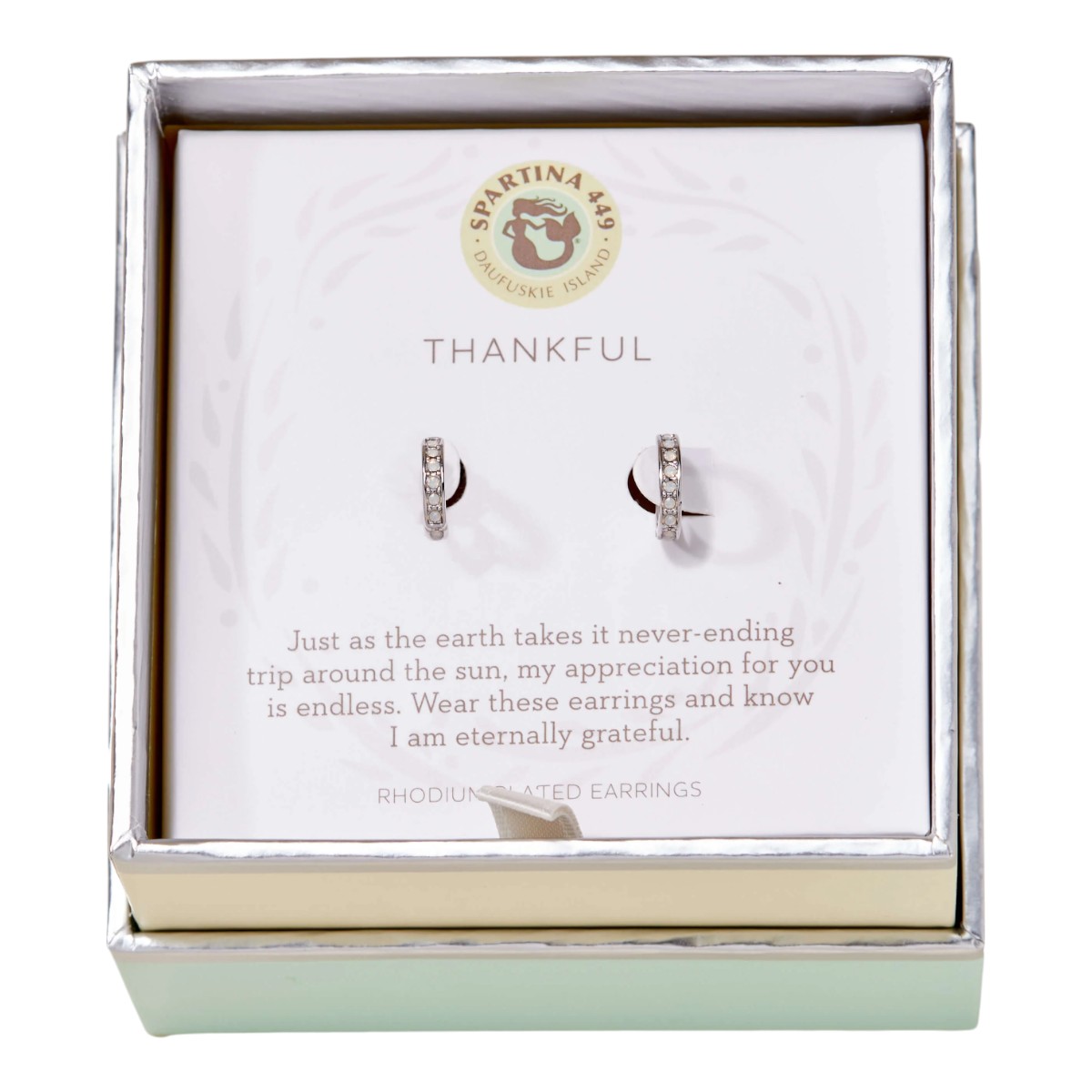 Spartina 449 Thankful Ring Hoop Earrings, Silver Plated
