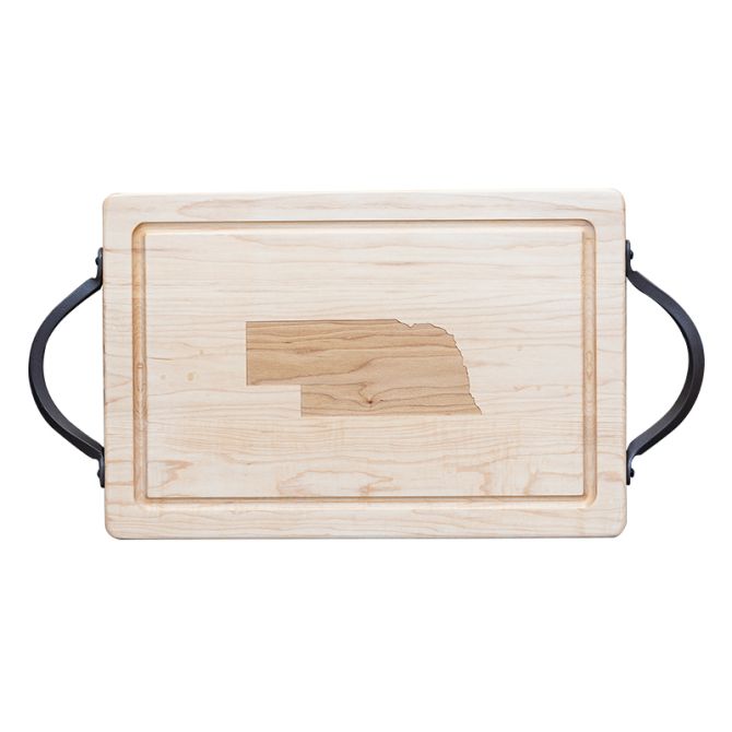 Maple Leaf At Home 18" x 12" Rectangular Board with Twisted Handles, Nebraska