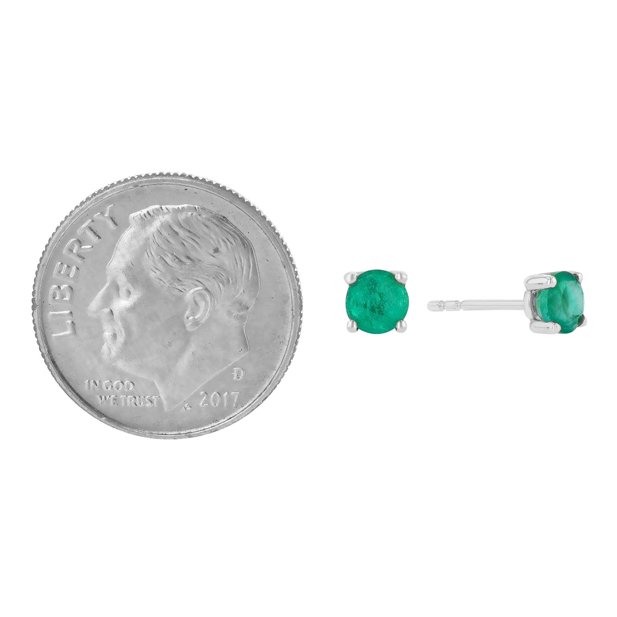 14K White Gold Emerald Earrings