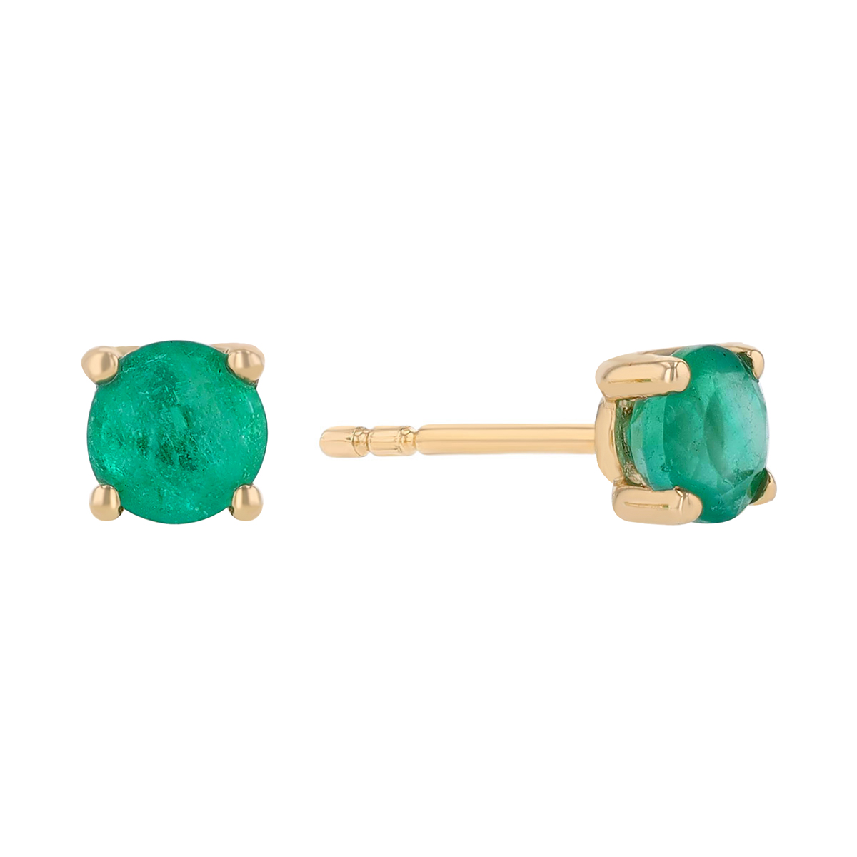 14K Yellow Gold Emerald Earrings