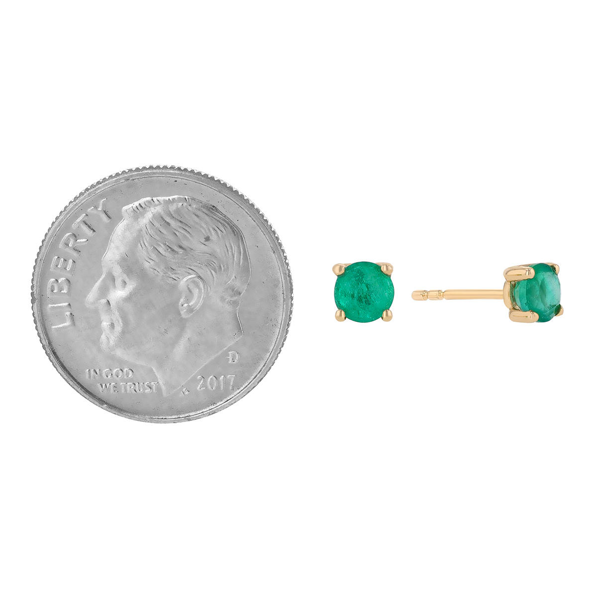 14K Yellow Gold Emerald Earrings