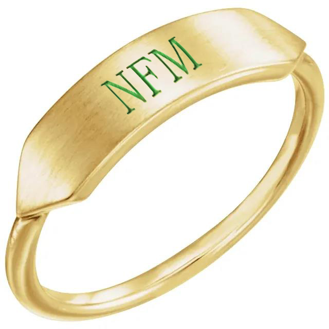 14K Yellow Gold Ladies Geometric Signet Ring