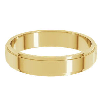14K Yellow Gold Stepped Edge Plain Band 4 mm or 6 mm