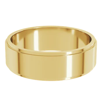 14K Yellow Gold Stepped Edge Plain Band 4 mm or 6 mm
