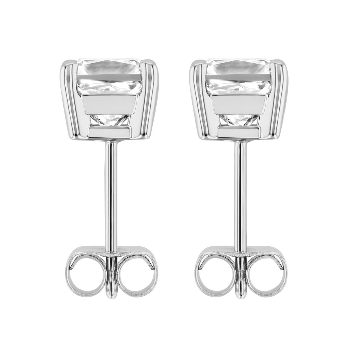Princess Diamond Stud Earrings in White Gold, 1.75 cttw
