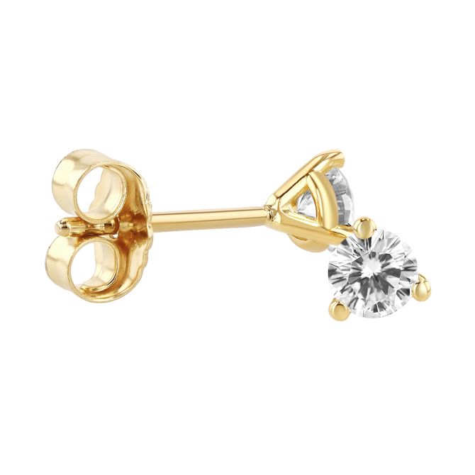18K Yellow Gold Round Diamond Stud Earrings, 0.35cttw