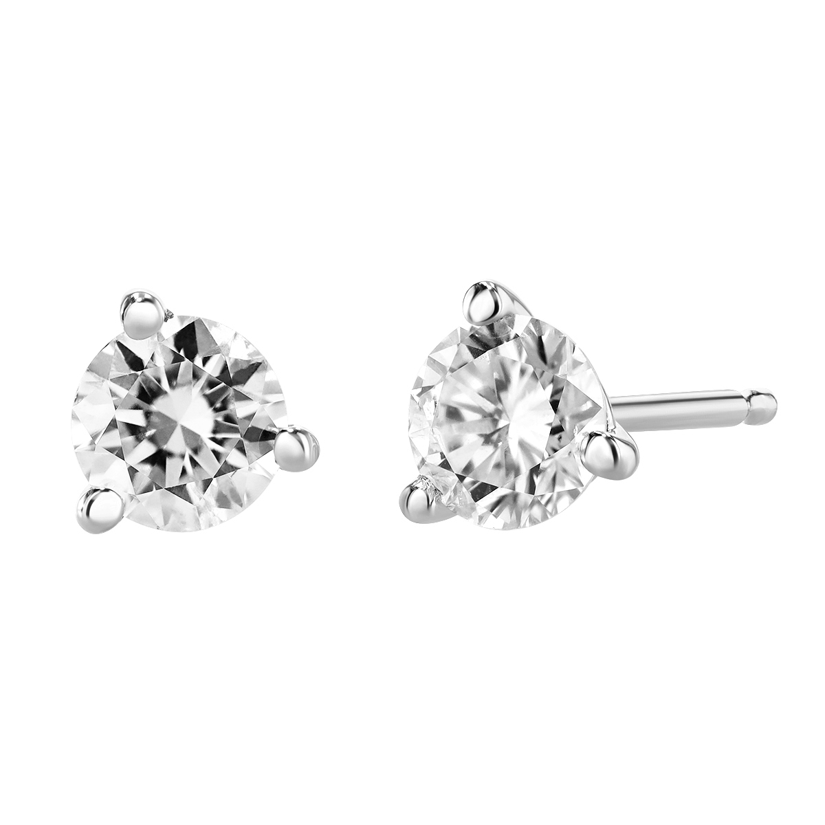 Round Diamond Stud Earrings in White Gold, 0.65cttw
