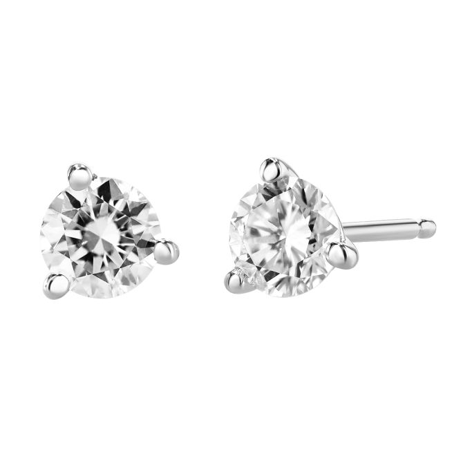 Round Diamond Stud Earrings in White Gold, 0.40cttw