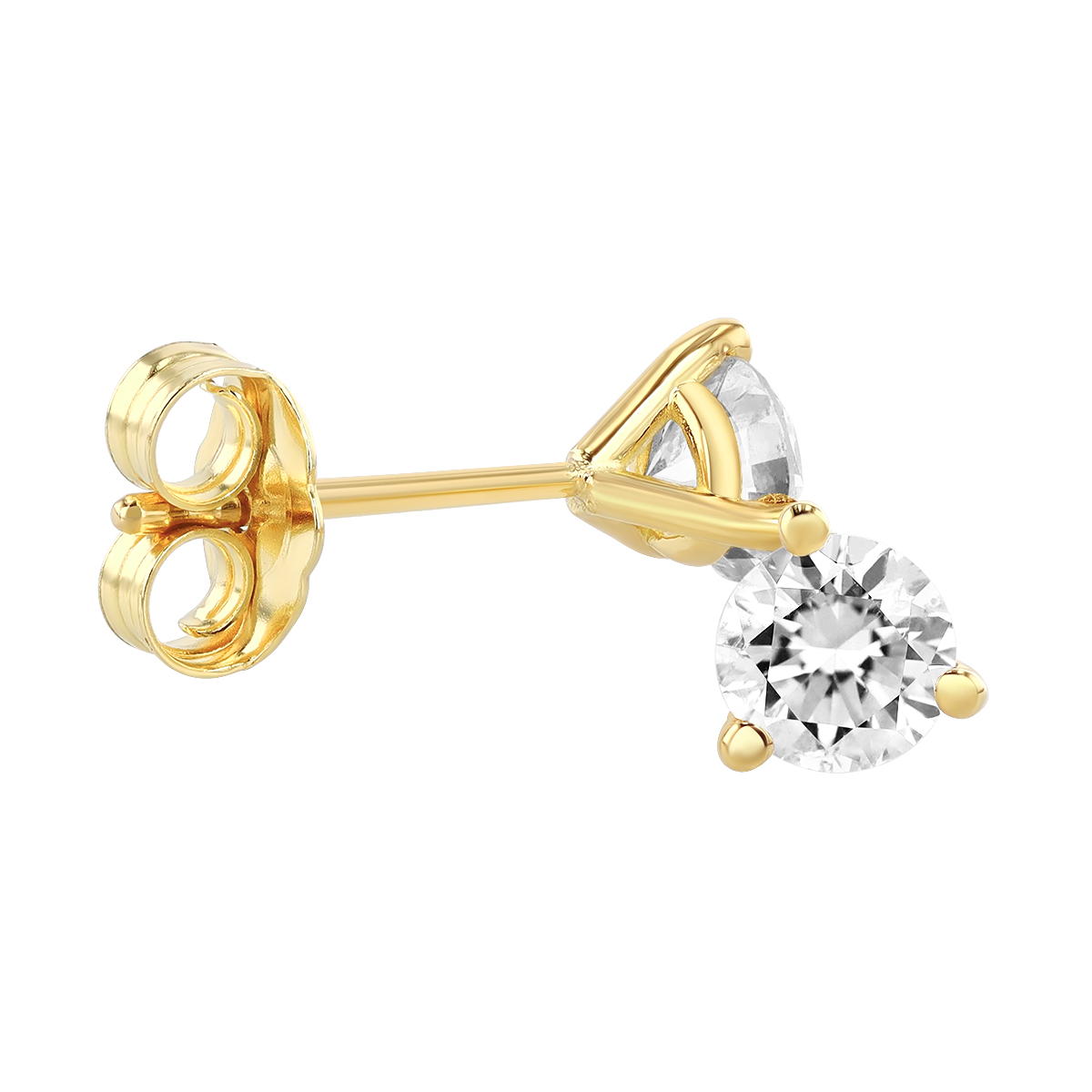 18K Yellow Gold Round Diamond Stud Earrings, 0.50cttw