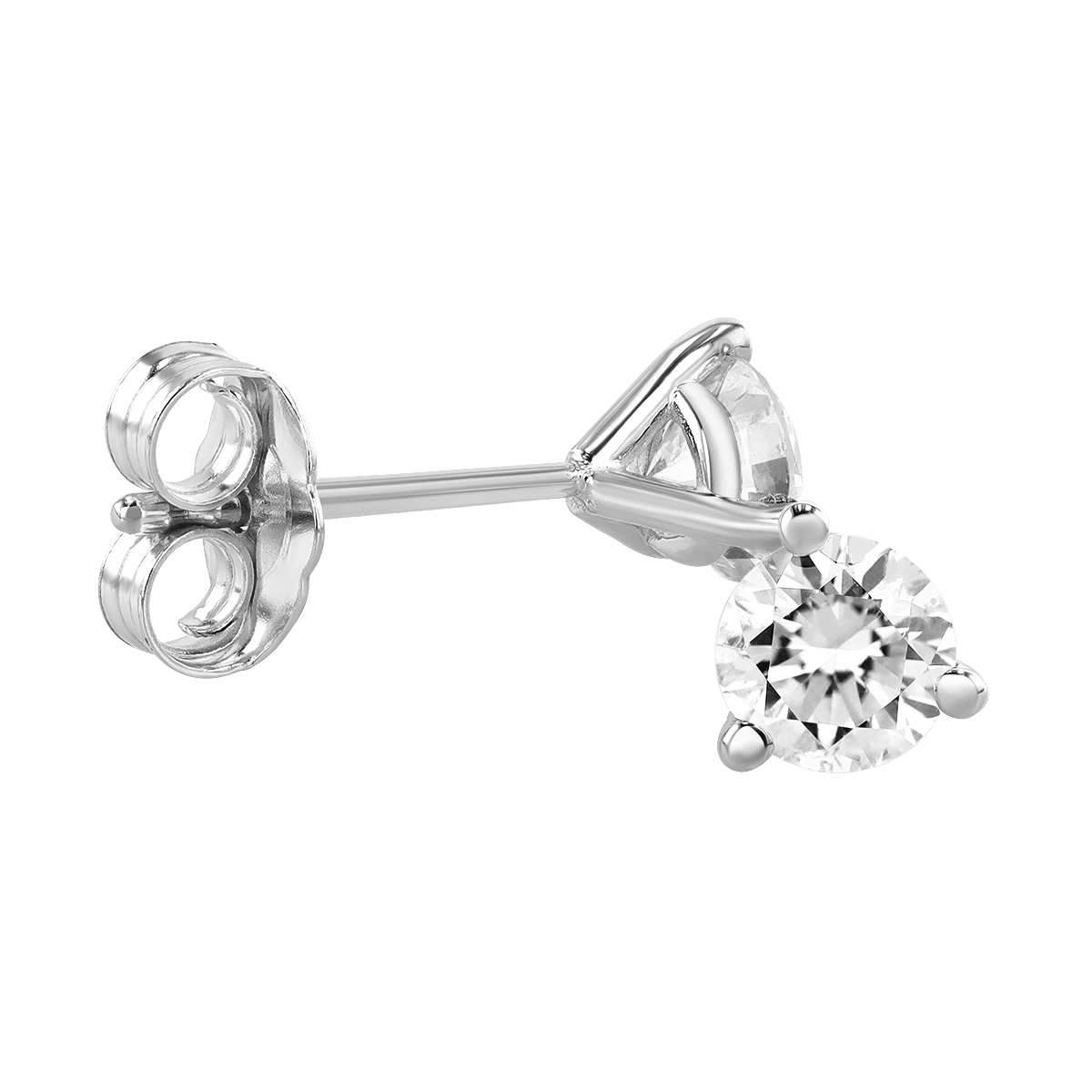 Round Diamond Stud Earrings in White Gold, 0.65cttw