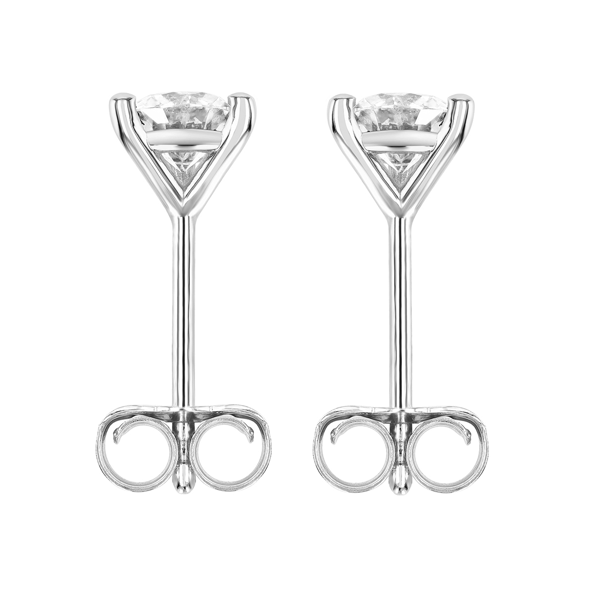 Round Diamond Stud Earrings in White Gold, 0.65cttw