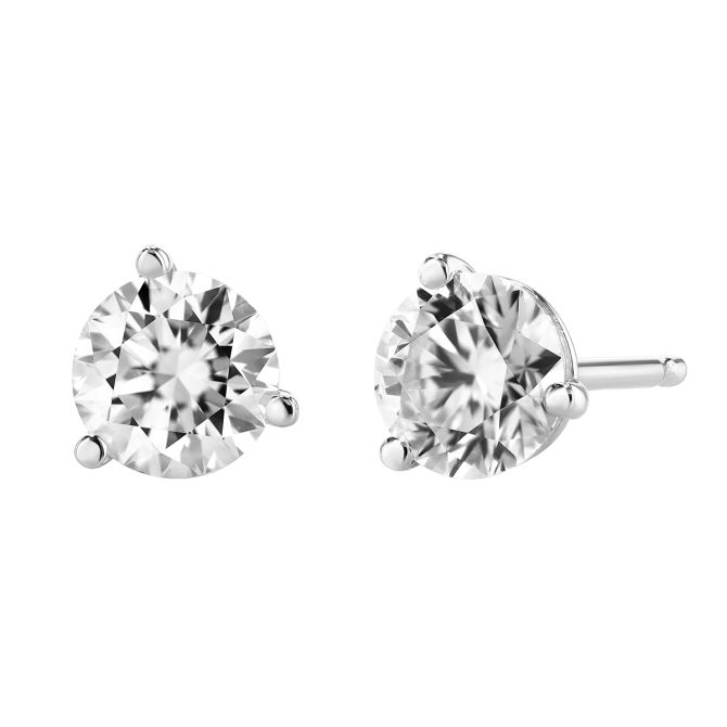 Round Diamond Stud Earrings in White Gold, 0.80 cttw
