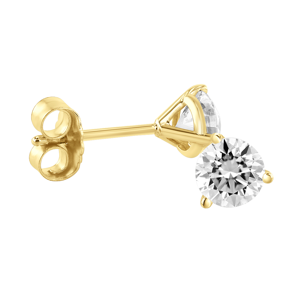 Round Diamond Stud Earrings in Yellow Gold, 0.75 cttw