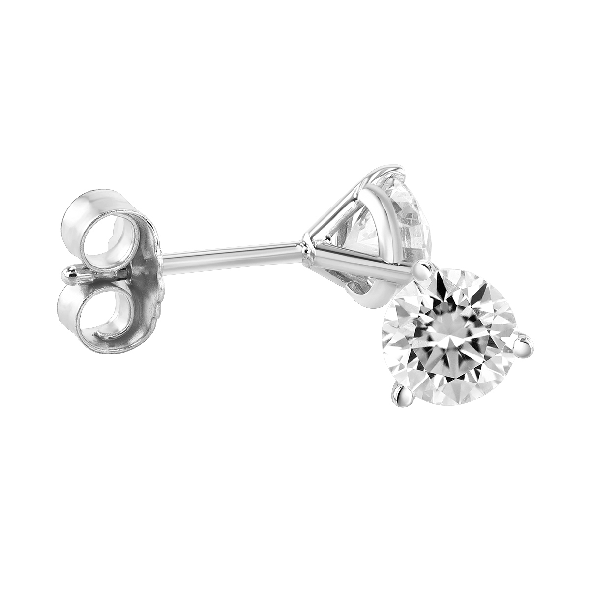 Round Diamond Stud Earrings in White Gold, IJ, 0.80 cttw