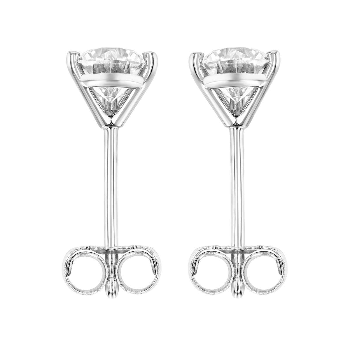 Round Diamond Stud Earrings in White Gold, IJ, 0.80 cttw