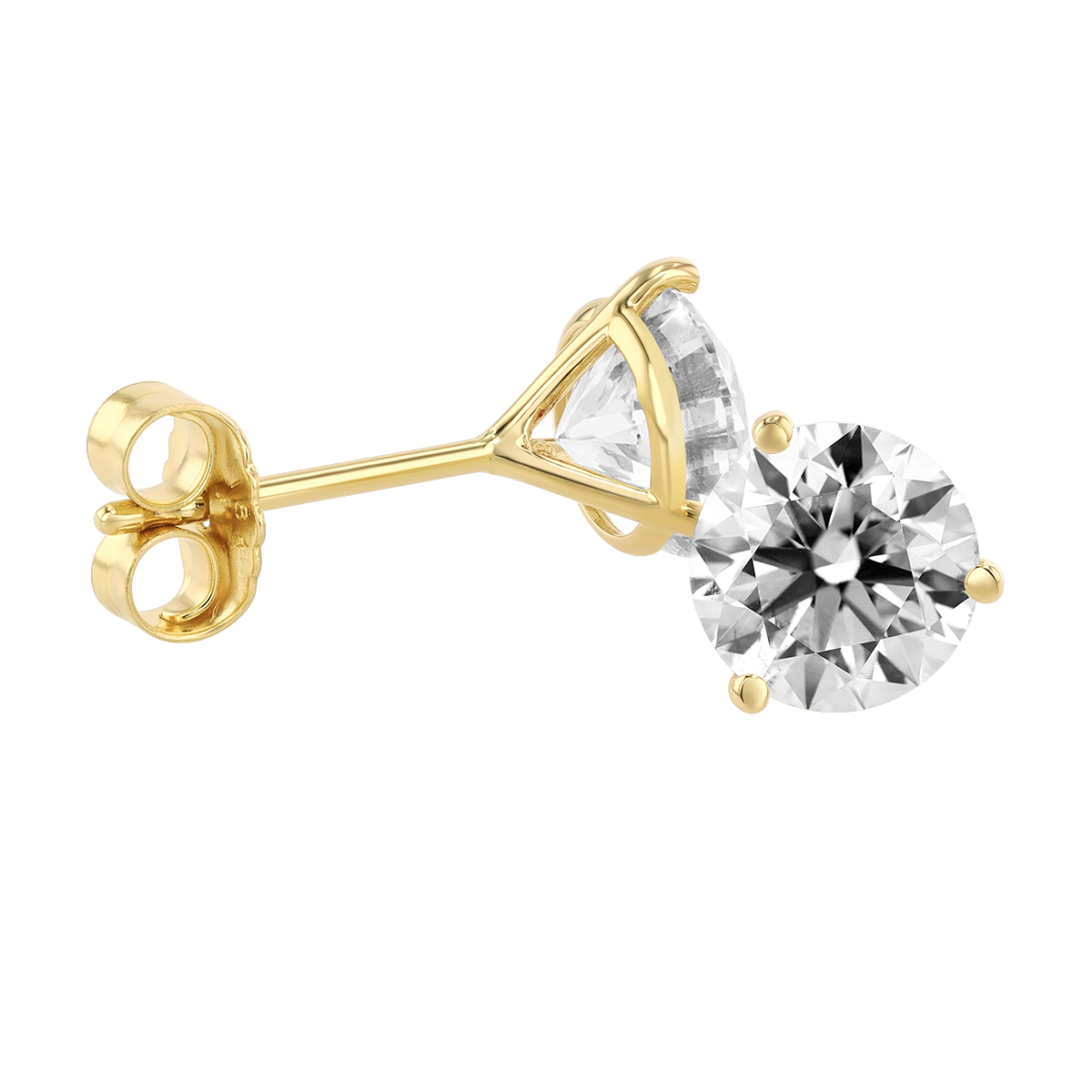 18K Yellow Gold Round Diamond Stud Earrings, 1.75cttw