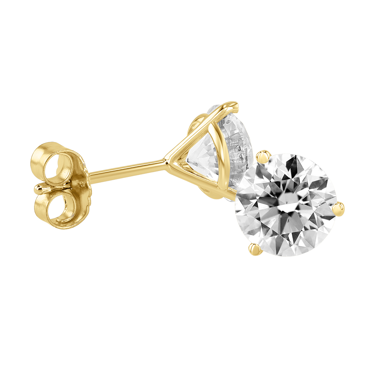 18K Yellow Gold Round Diamond Stud Earrings, 2.00cttw