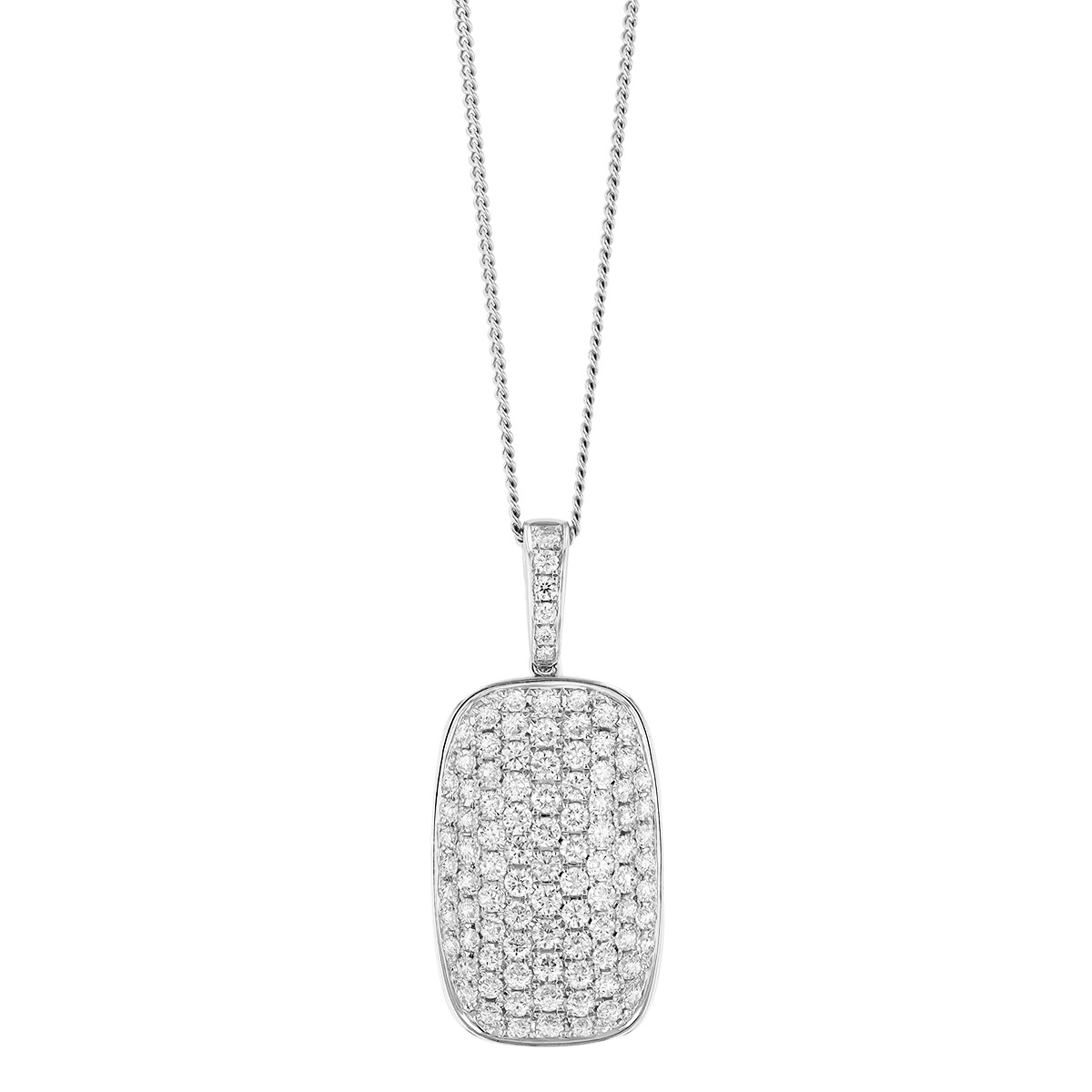 Doves Diamond Pavé Rectangle Pendant in White Gold