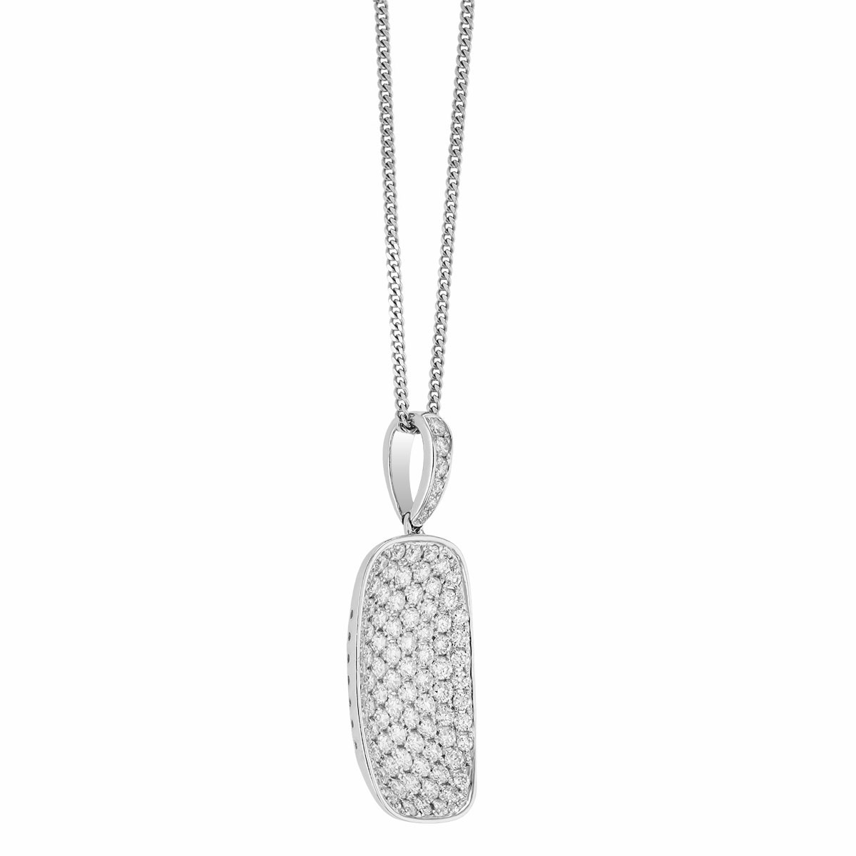 Doves Diamond Pavé Rectangle Pendant in White Gold