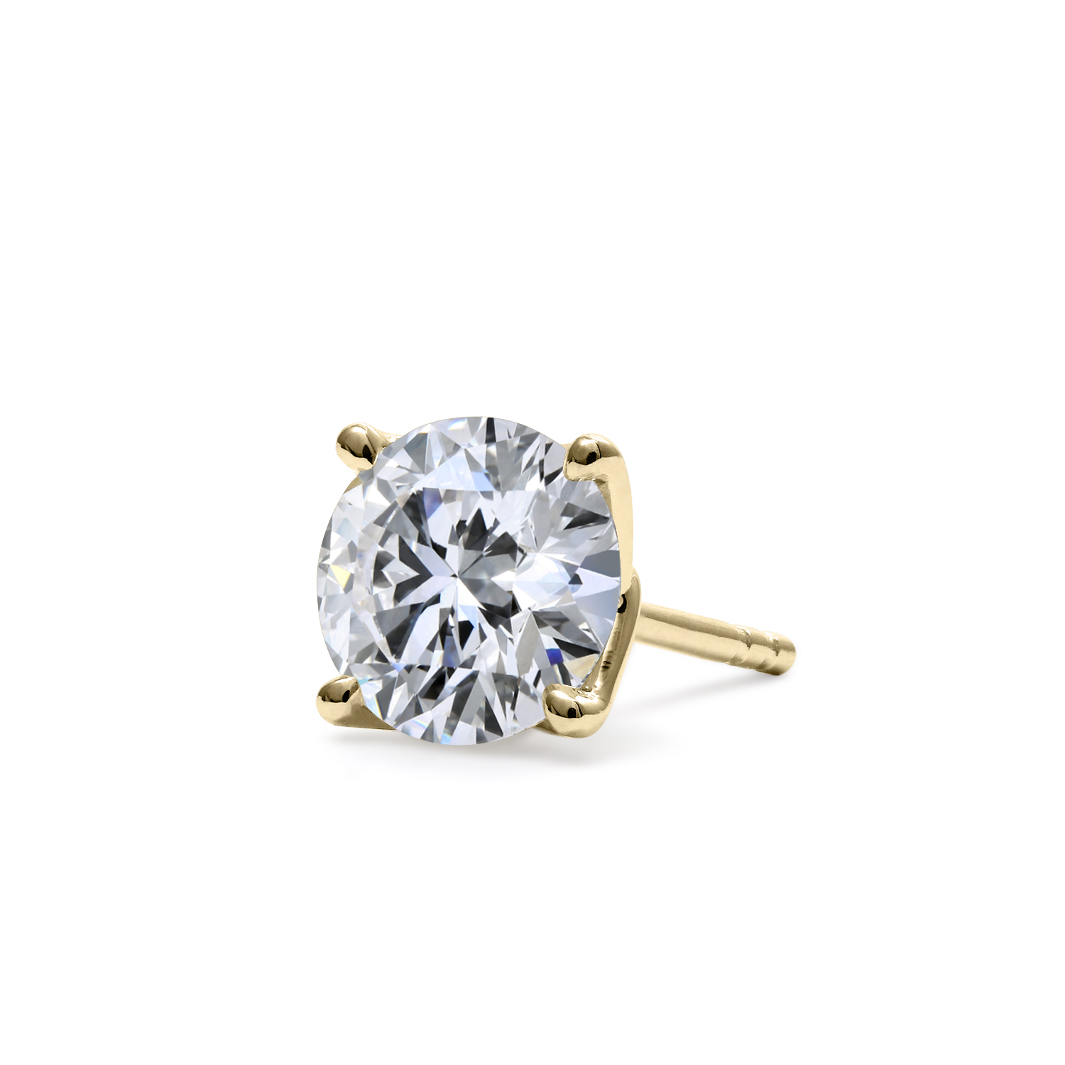 Signature Lab-Grown Round Diamond Stud Earrings in Yellow Gold, 2.17 cttw