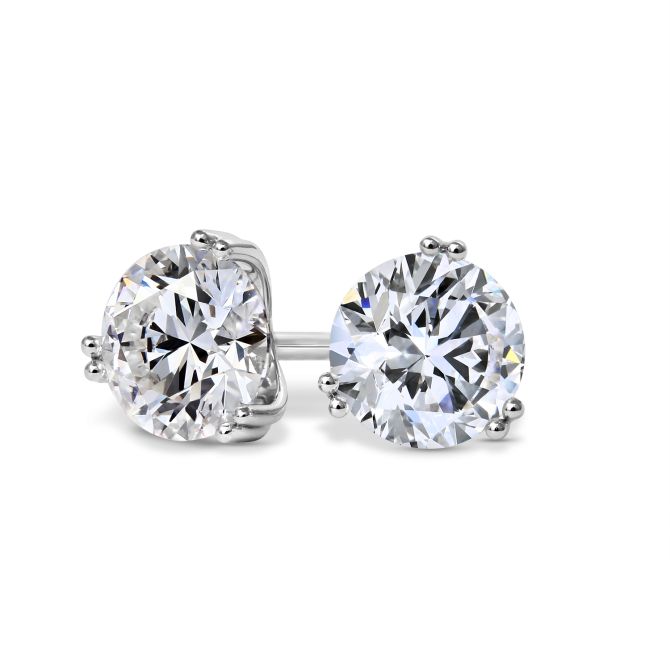 Clarity Diamond Afloat Lab-Grown Round Diamond Stud Earrings in White Gold, 2.16 cttw