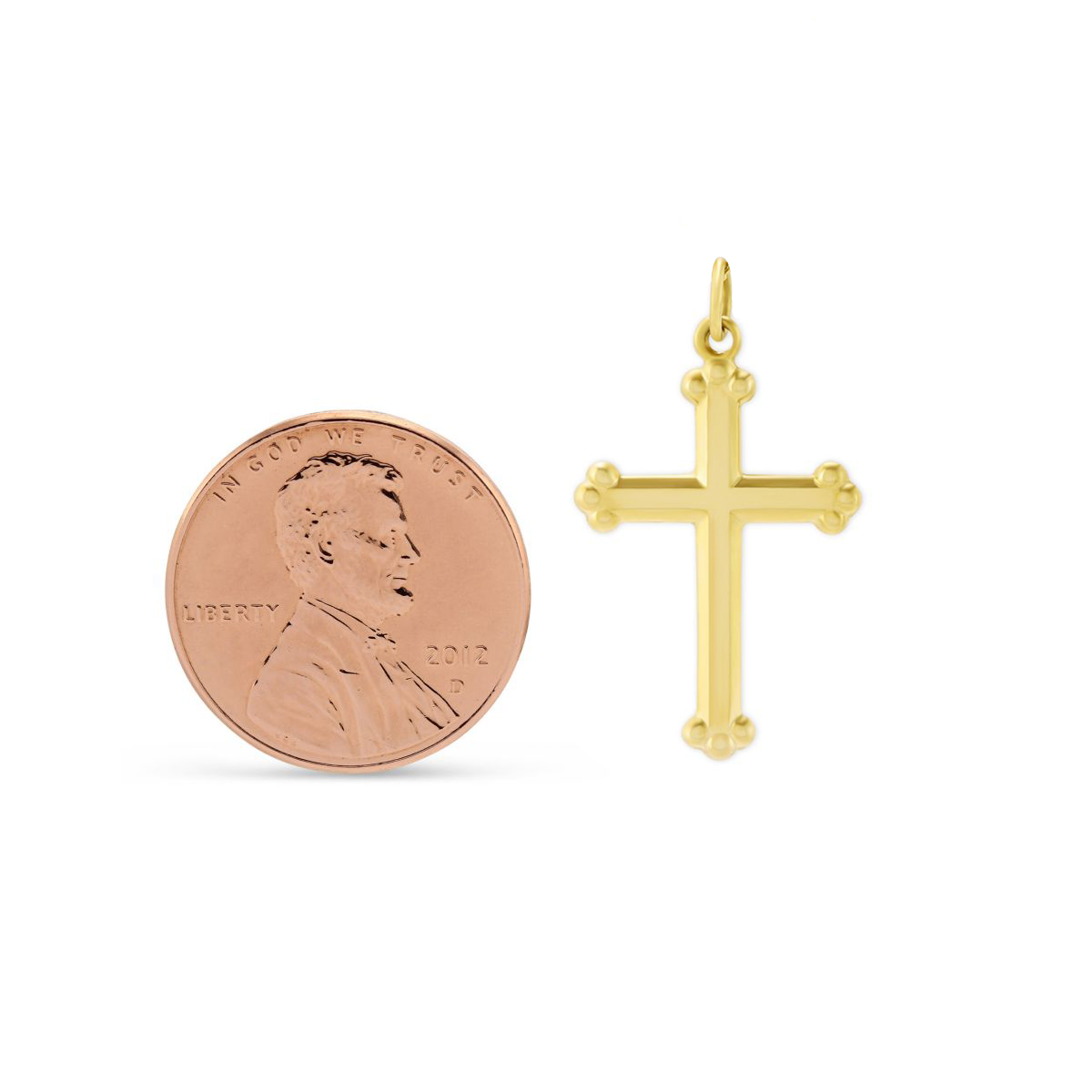 Yellow Gold High Polish Budded Cross Charm, 18