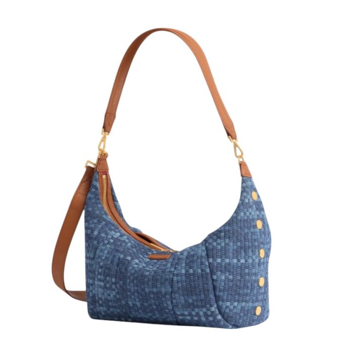 Hammitt Morgan Shoulder Bag, Mosaic Denim and Brushed Gold Hardware