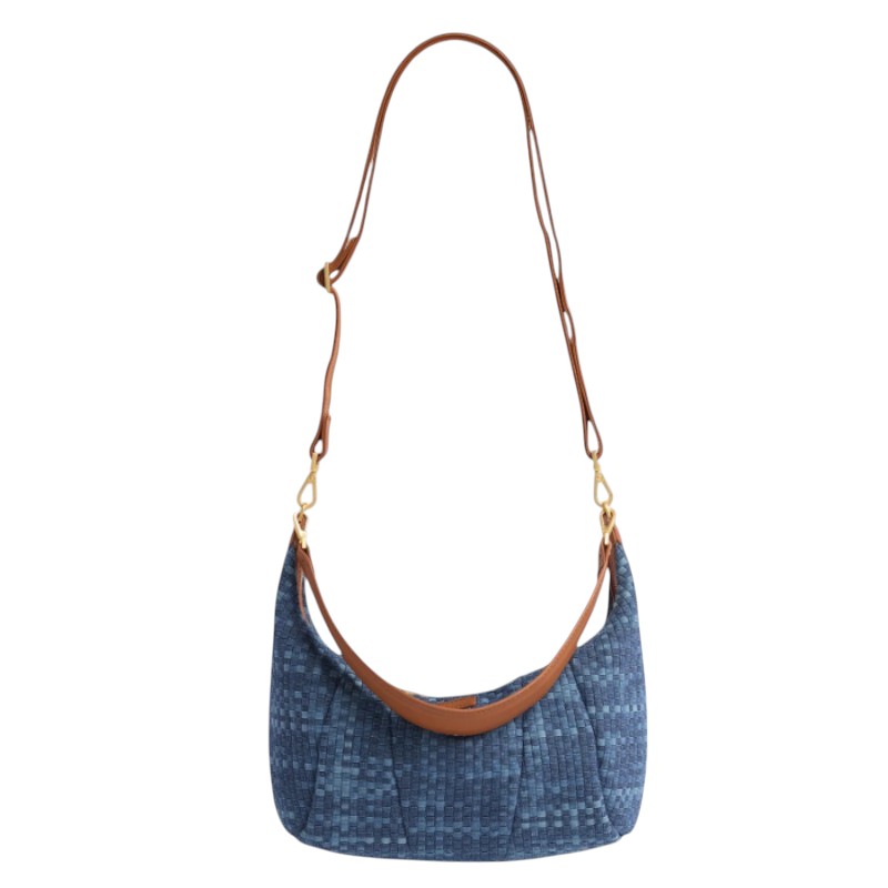 Hammitt Morgan Shoulder Bag, Mosaic Denim and Brushed Gold Hardware