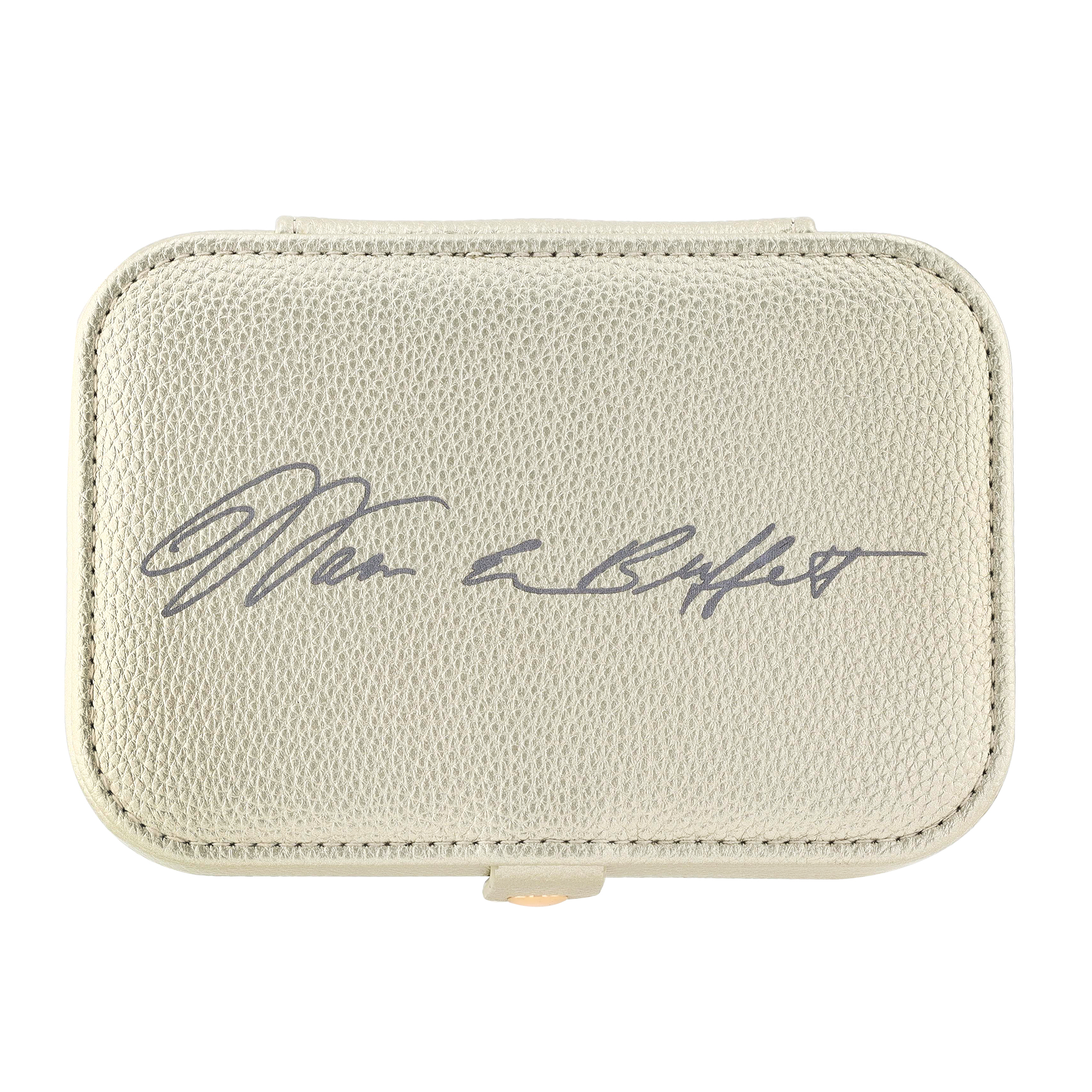 Small Gold Leather Jewelry Case with Warren Buffett Signature