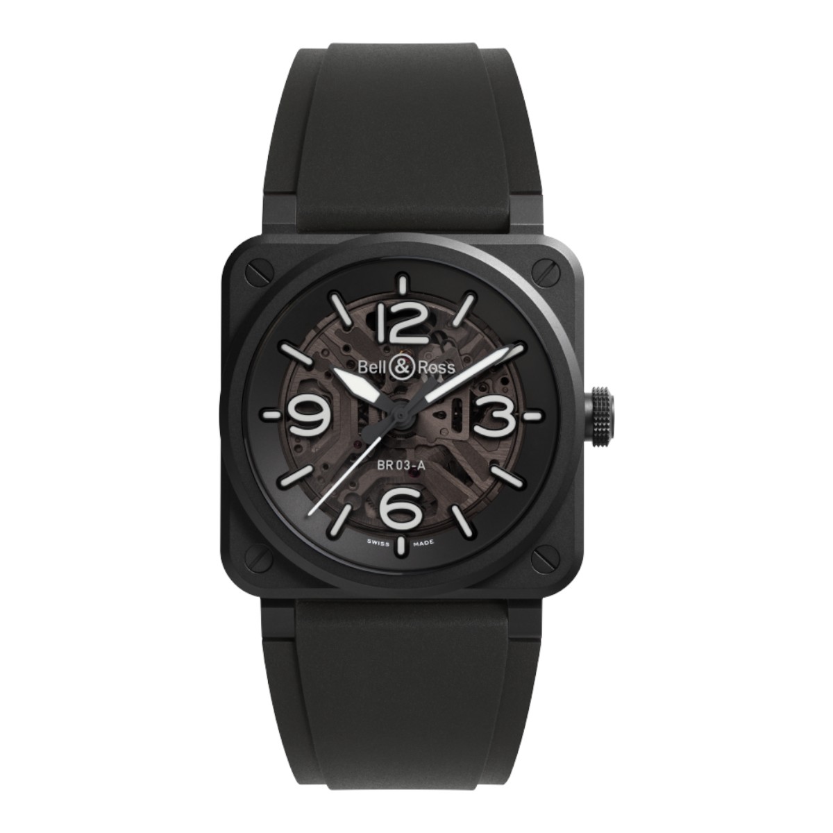 Bell & Ross BR 03 Black Ceramic 41mm Men's Watch, Skeleton Dial