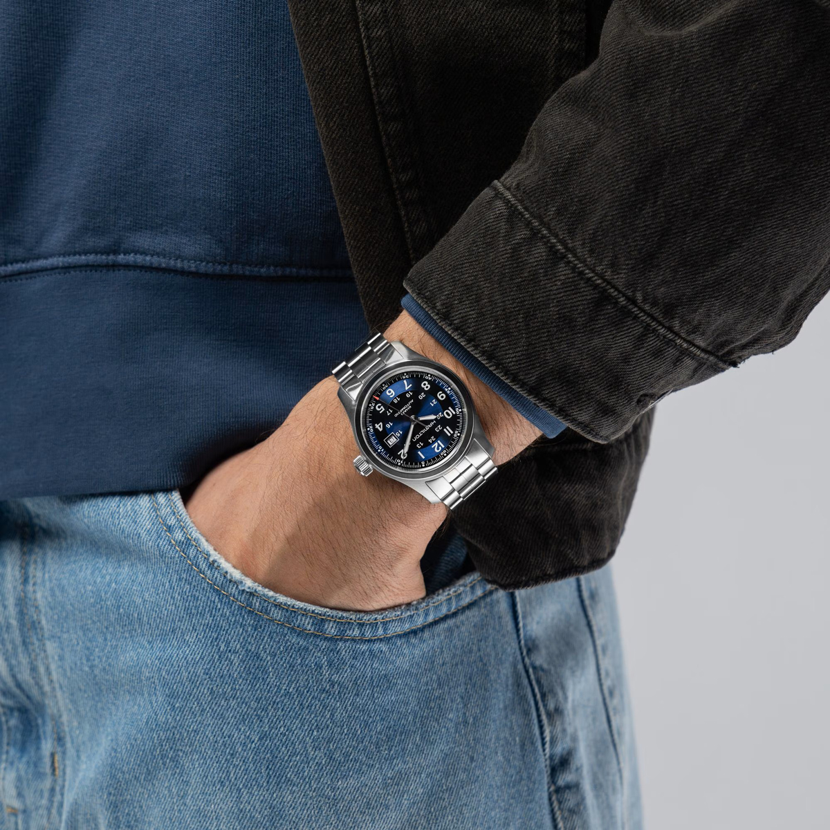 Hamilton Khaki Field Automatic 42mm Men's Watch, Blue Dial