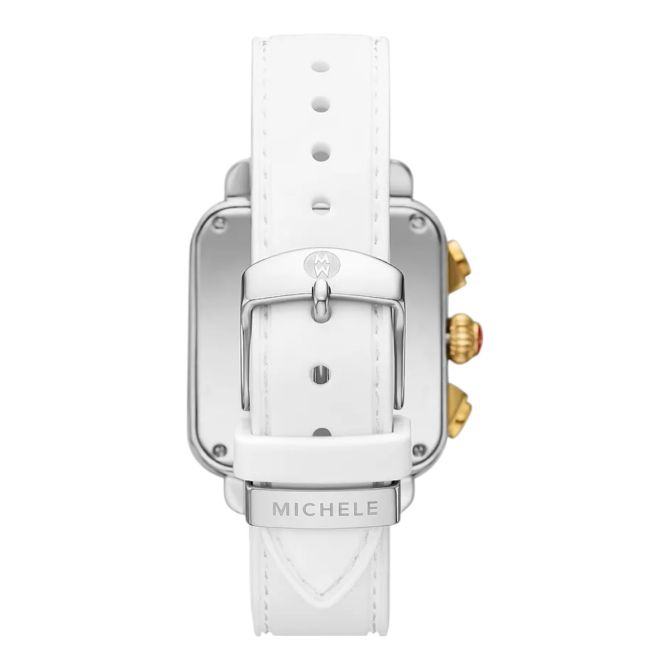 Michele Deco Sport Chronograph Gold Plated White Silicone 36mm