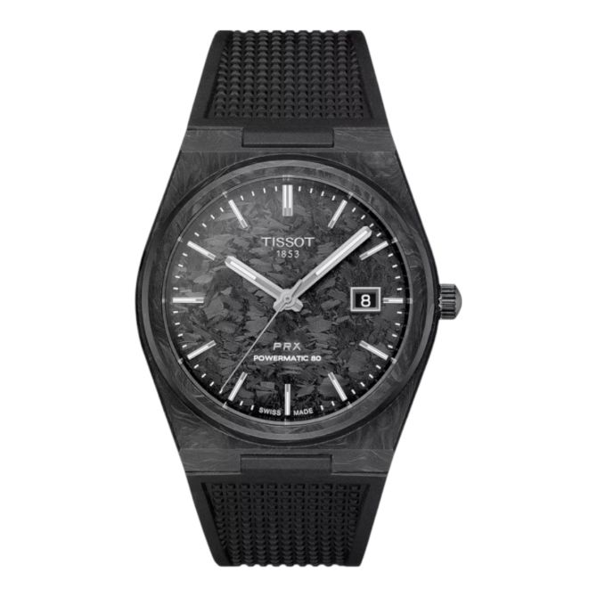 Tissot PRX Powermatic 80 40mm Watch, Black Carbon