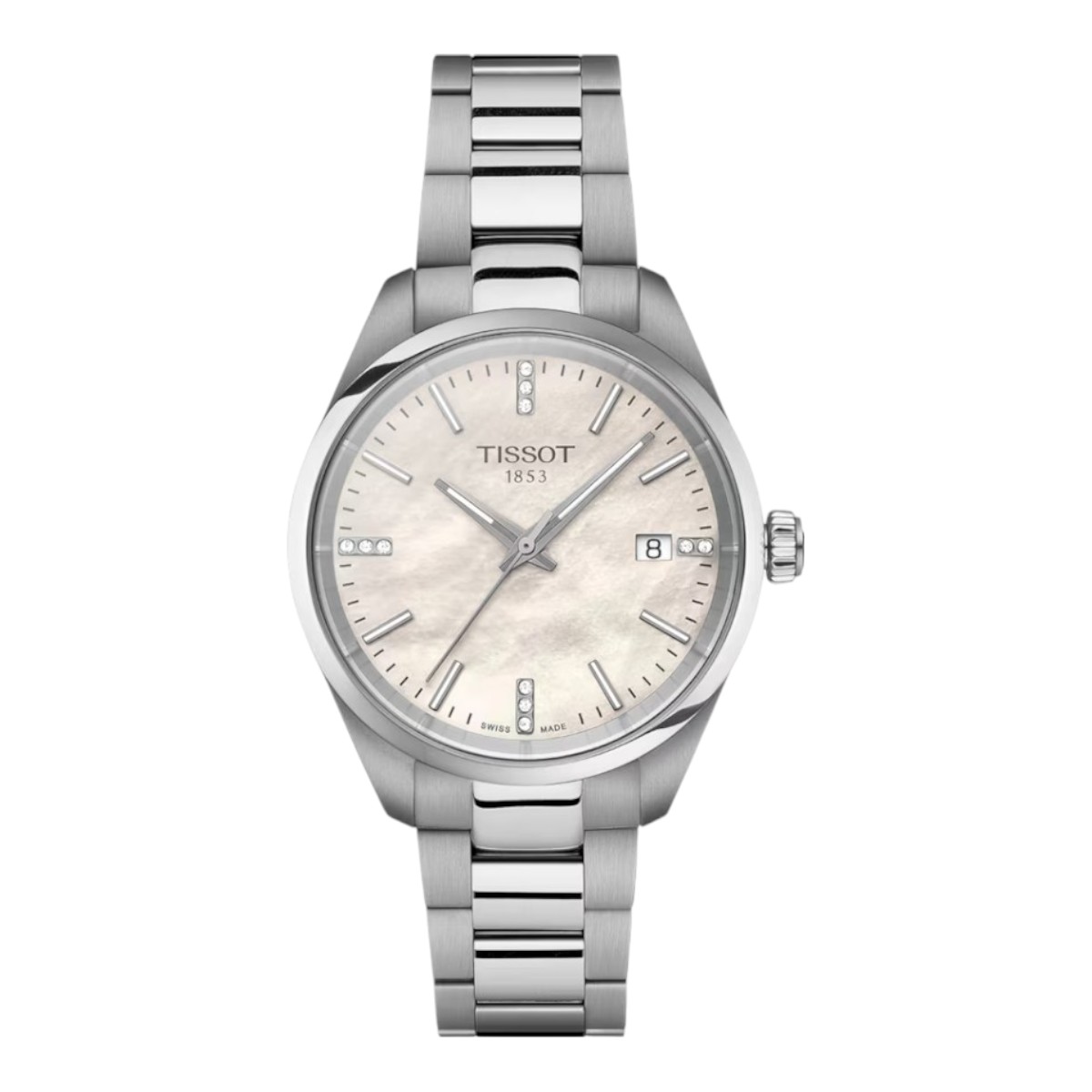 Tissot PR 100 Quartz 34mm Watch, White Mother of Pearl Diamond Dial