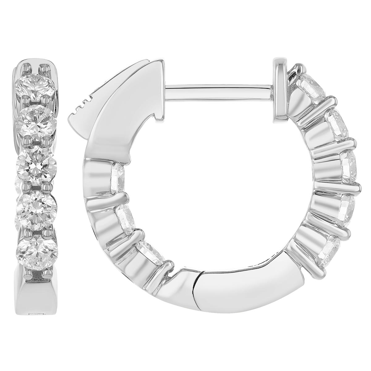 Borsheims Signature Collection Diamond In & Out Hoop Earrings in White Gold, 0.78 cttw