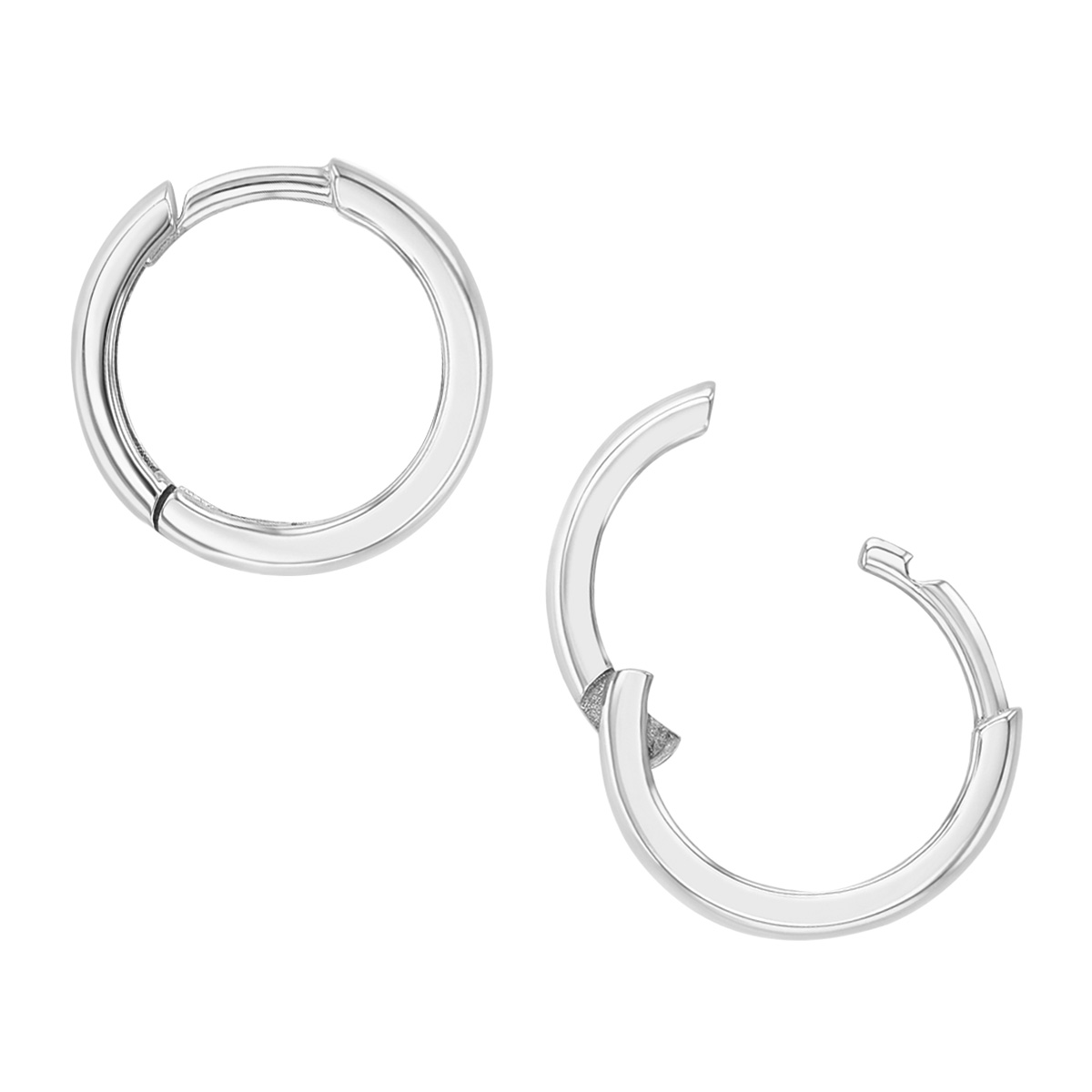 Charlie 3 mm Hinged Square Edge Huggie Hoop Earrings in 14K Gold
