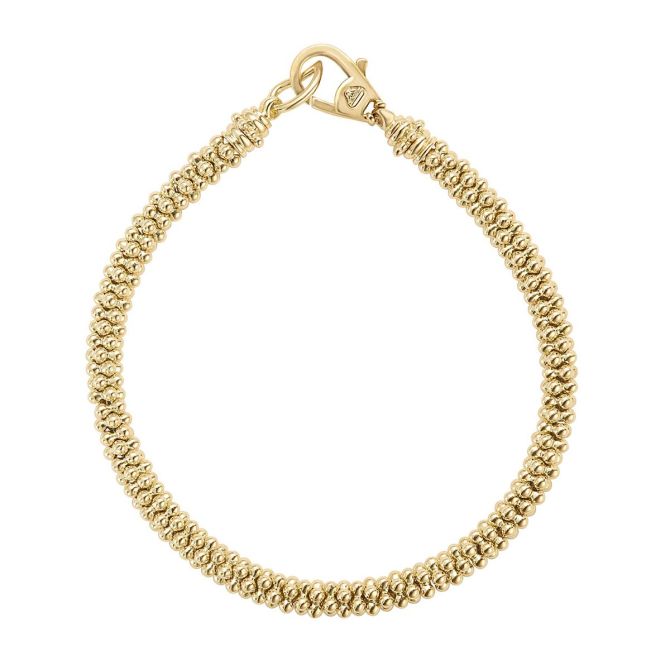 LAGOS Caviar Gold 18K Yellow Gold Beaded Bracelet, 7", 4mm