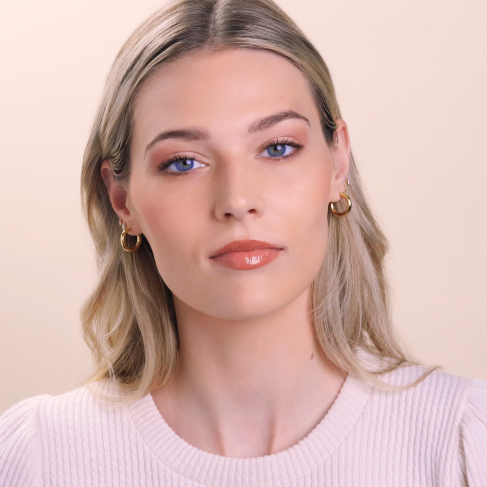 Cass 14K Gold Snap-down Tube Hoop Earrings