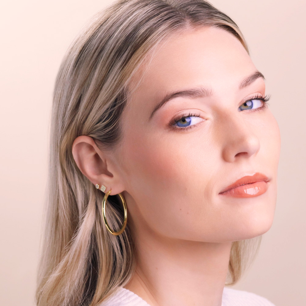 Cass 14K Gold Snap-down Tube Hoop Earrings