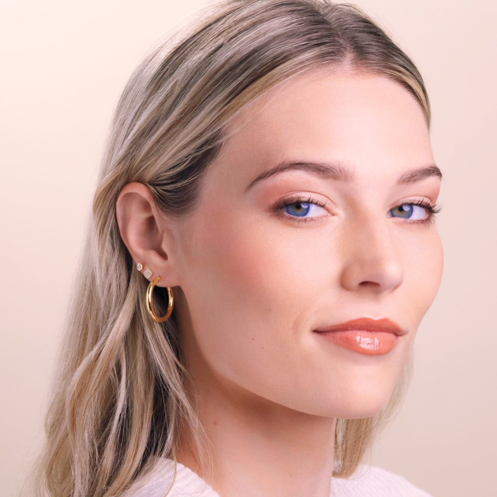 Cass 14K Gold Snap-down Tube Hoop Earrings