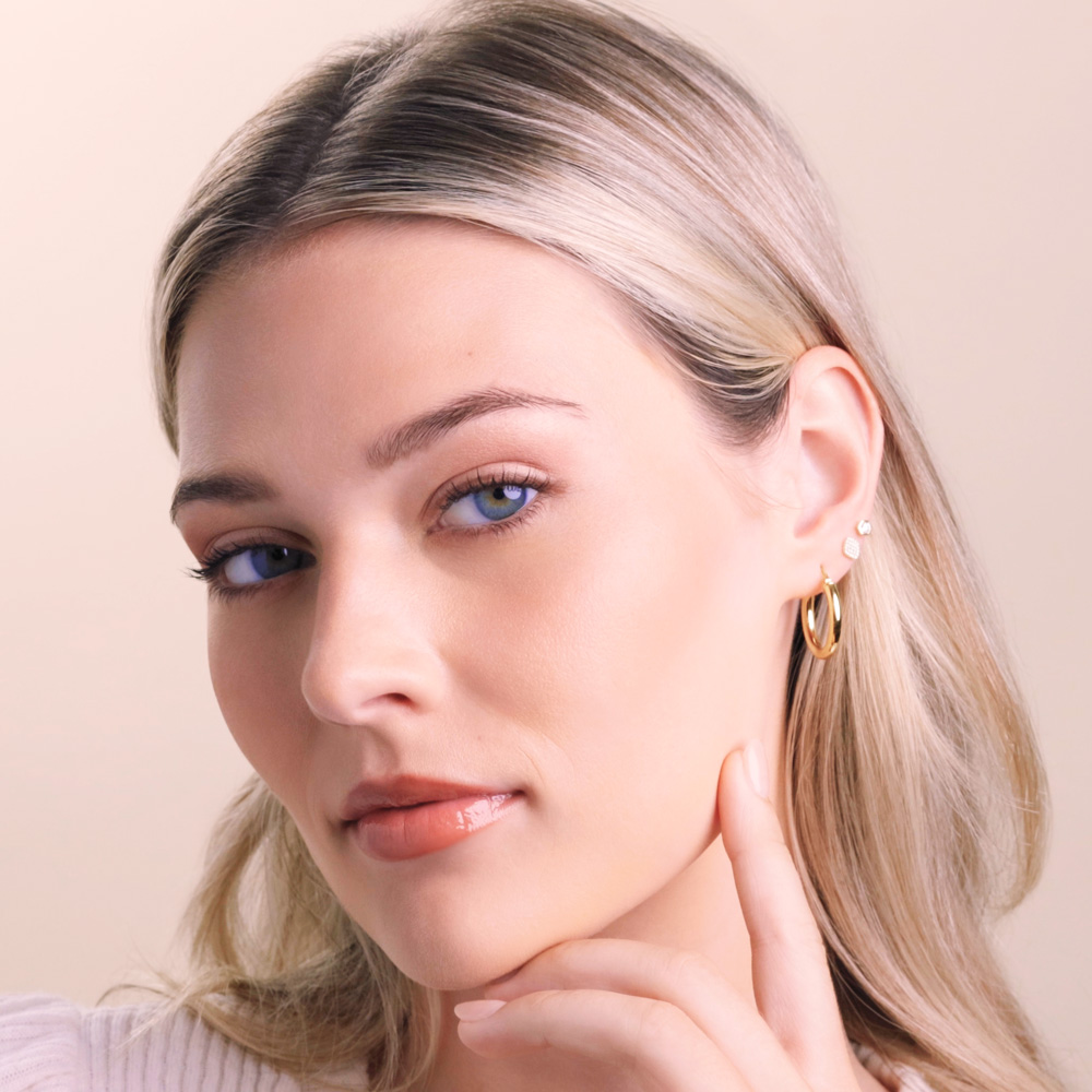 Cass 14K Gold Snap-down Tube Hoop Earrings