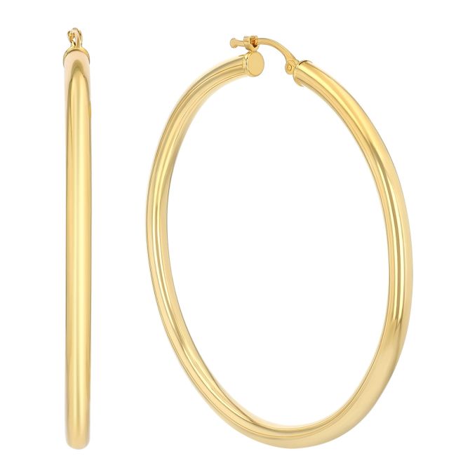 Cass 14K Gold Snap-down Tube Hoop Earrings