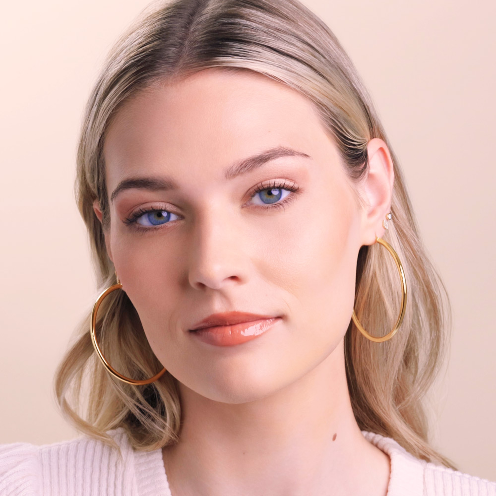 Cass 14K Gold Snap-down Tube Hoop Earrings