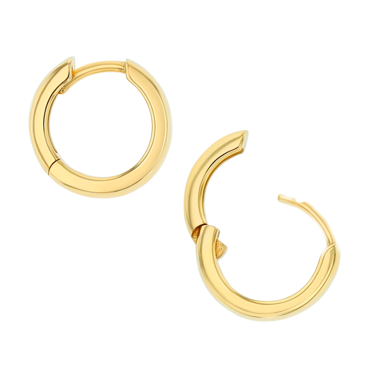 Charlie 3 mm Hinged Square Edge Huggie Hoop Earrings in 14K Gold