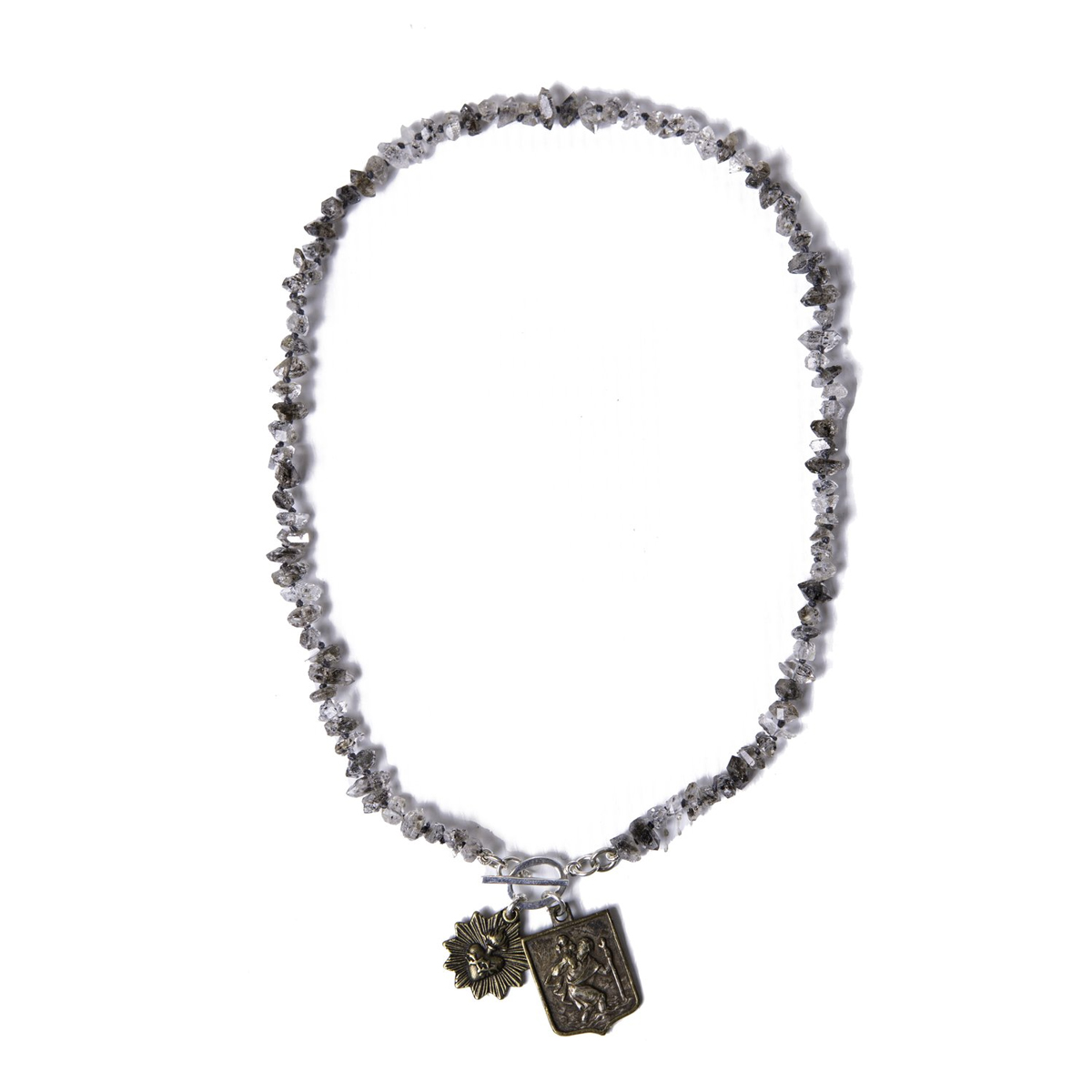 Miracle Icons Black Herkimer Beaded Necklace