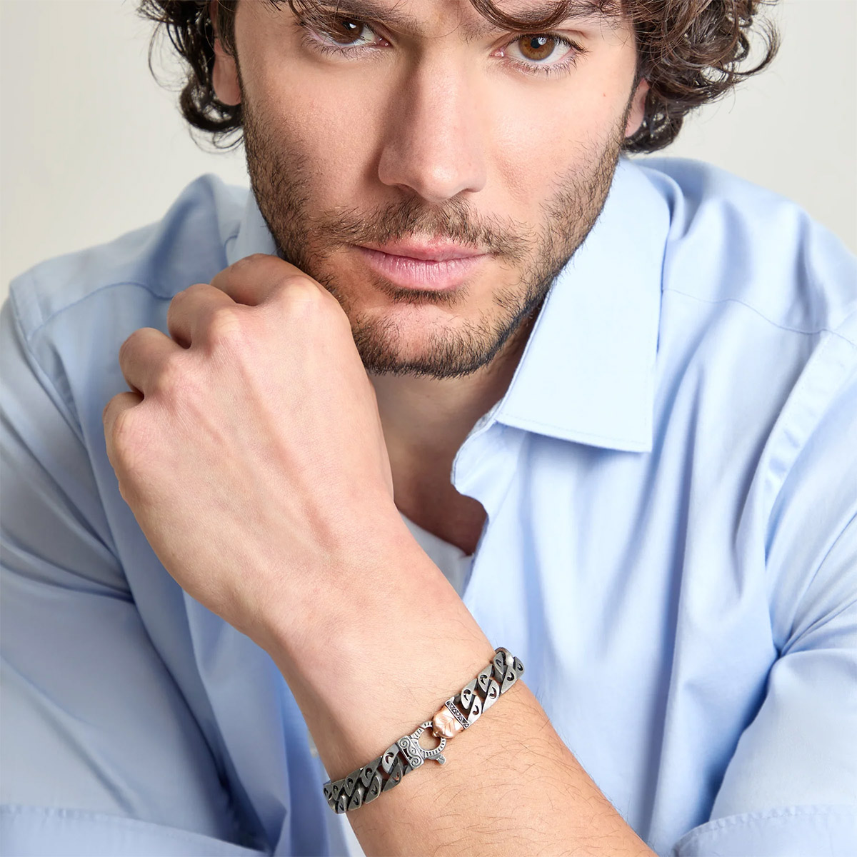 Marco Dal Maso Flaming Tongue Oxidized Sterling Silver Molten Loop Bracelet