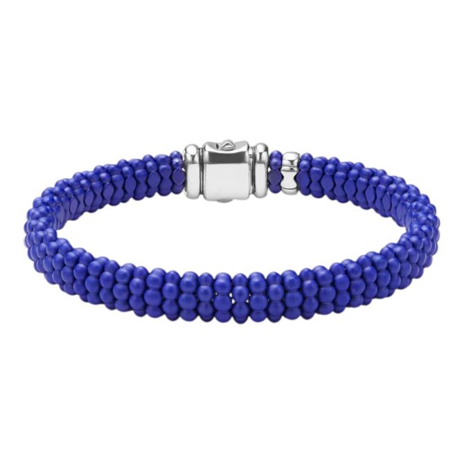LAGOS Blue Caviar Matte Ultramarine Ceramic Beaded Bracelet in Sterling Silver, 8"